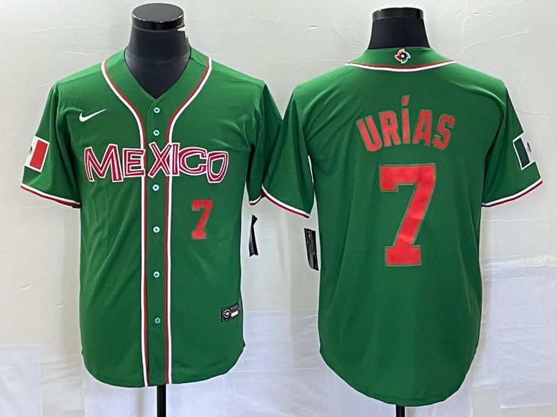 Men 2023 World Cub Mexico #7 Urias Green orange Nike MLB Jersey10